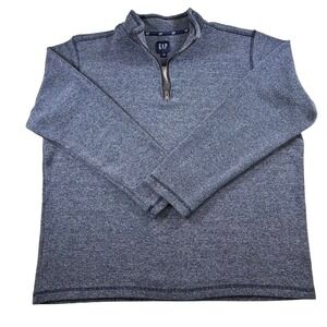 GAP Mens Blue Marled Quarter Zip Pullover Sweater XL Mock Neck 1/4 Zip Gorpcore